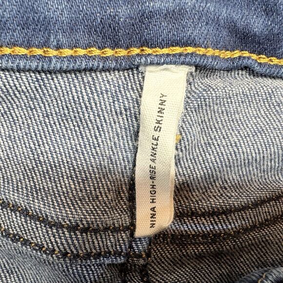 rag & bone Jeans Womens Size 31 Nina High Rise Ankle Skinny Blue Raw Hem Stretch - Picture 10 of 12